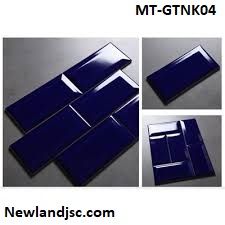 Gạch thẻ nhập khẩu trang trí màu xanh dương vát cạnh KT 75x150mm MT-GTNK04