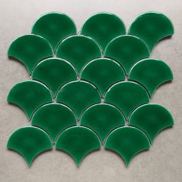 Gạch Mosaic vảy cá rạn, xanh lá đậm MT-SH-FA90067