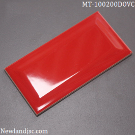 Gạch thẻ ốp tường nhập khẩu màu đỏ vát cạnh KT 100X200mm MT-1020DVC