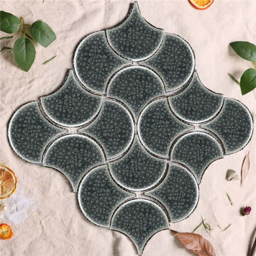 Gạch Mosaic vảy cá, đen bóng MT-SH-XFB90056