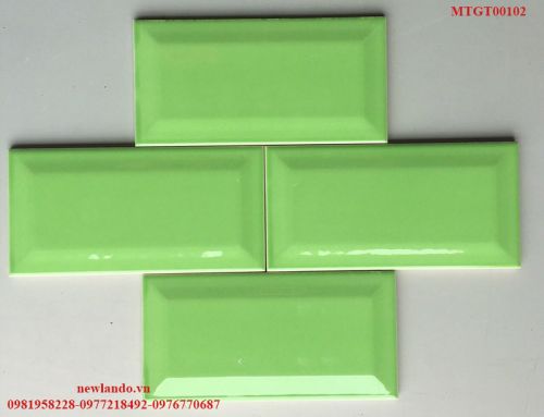 Gạch thẻ vát cạnh Kt 75x150mm màu xanh lá mạ MTGT00102