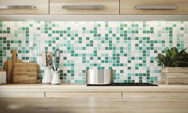 Công trình gạch mosaic ốp tường bếp