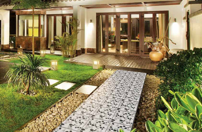 Sự sang chảnh cho nhà biệt thự bằng gạch lát sân vườn