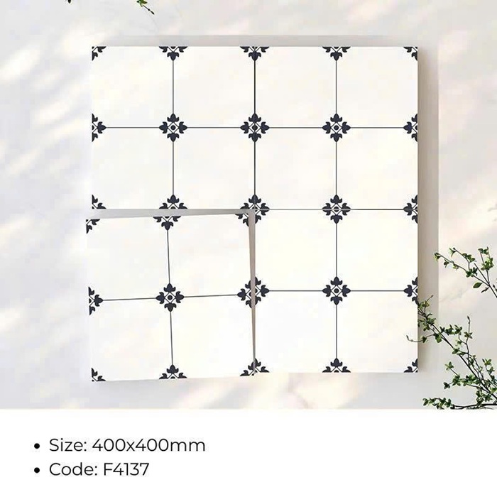 Gạch bông làm từ chất liệu Ceramic cao cấp, độ bền cao, có khả năng chống ăn mòn tốt