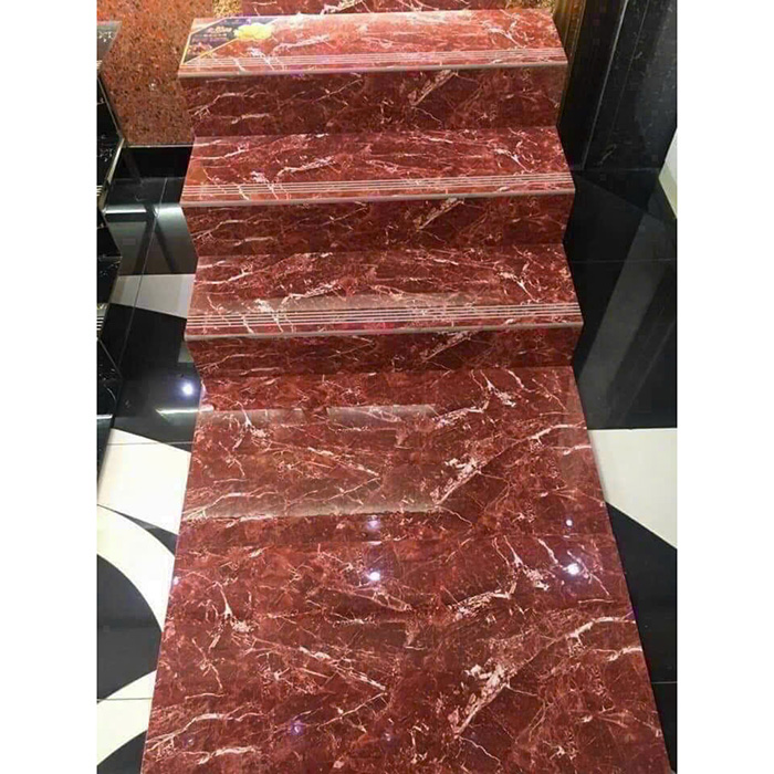 Gạch ốp lát bậc cầu thang có bề mặt bóng, có rãnh, kẻ chỉ, hạn chế trơn trượt tối ưu