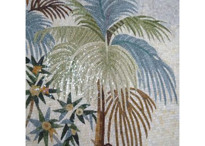 Tranh mosaic gồm những viên gạch nhỏ được nung khoảng 1230 độ C, nhiệt độ nung ổn định mang đến kết cấu vững chắc