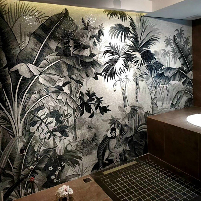 Tranh mosaic gồm những viên gạch nhỏ được nung khoảng 1230 độ C, nhiệt độ nung ổn định mang đến kết cấu vững chắc