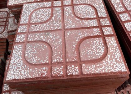 Gạch vỉa hè terrazo lát sân vườn MT-DP-40-42 đỏ