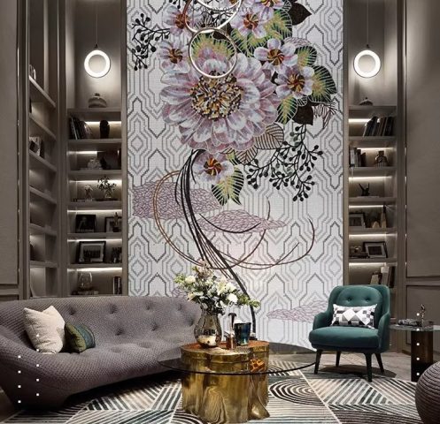 Gạch tranh mosaic trang trí nghệ thuật phòng khách – Điểm nhấn sang trọng cho không gian hiện đại