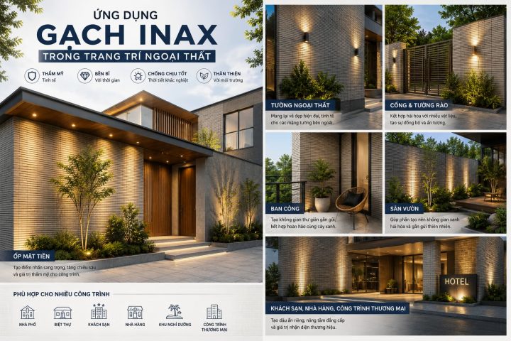 Gạch kiến trúc Inax trang trí ngoại thất đẹp cao cấp